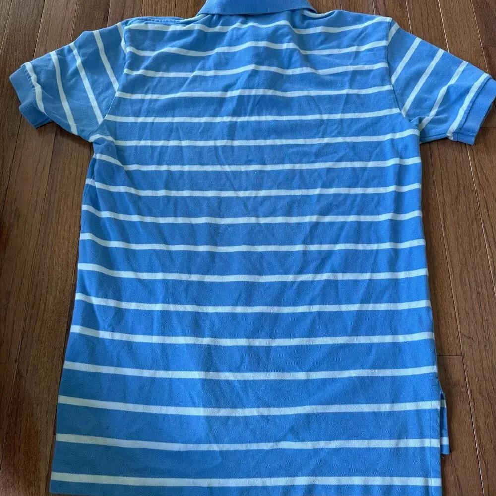 Polo Ralph Lauren | Blue/White Stripe Orange Pony Casual Polo Shirt Size Medium
